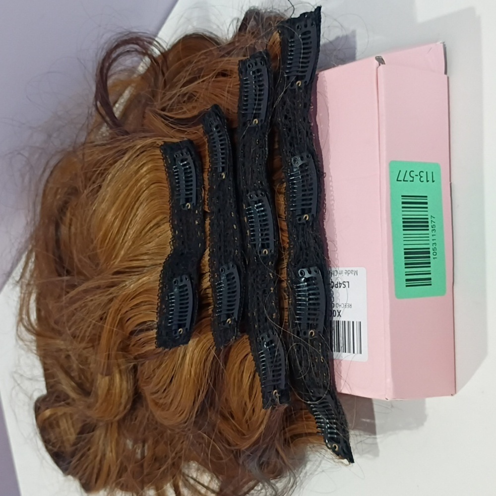 24” Beach Wave Clip-In Extensions‎ • Dark Brown w/ Highlights • 4PCS - Picture 3 of 5
